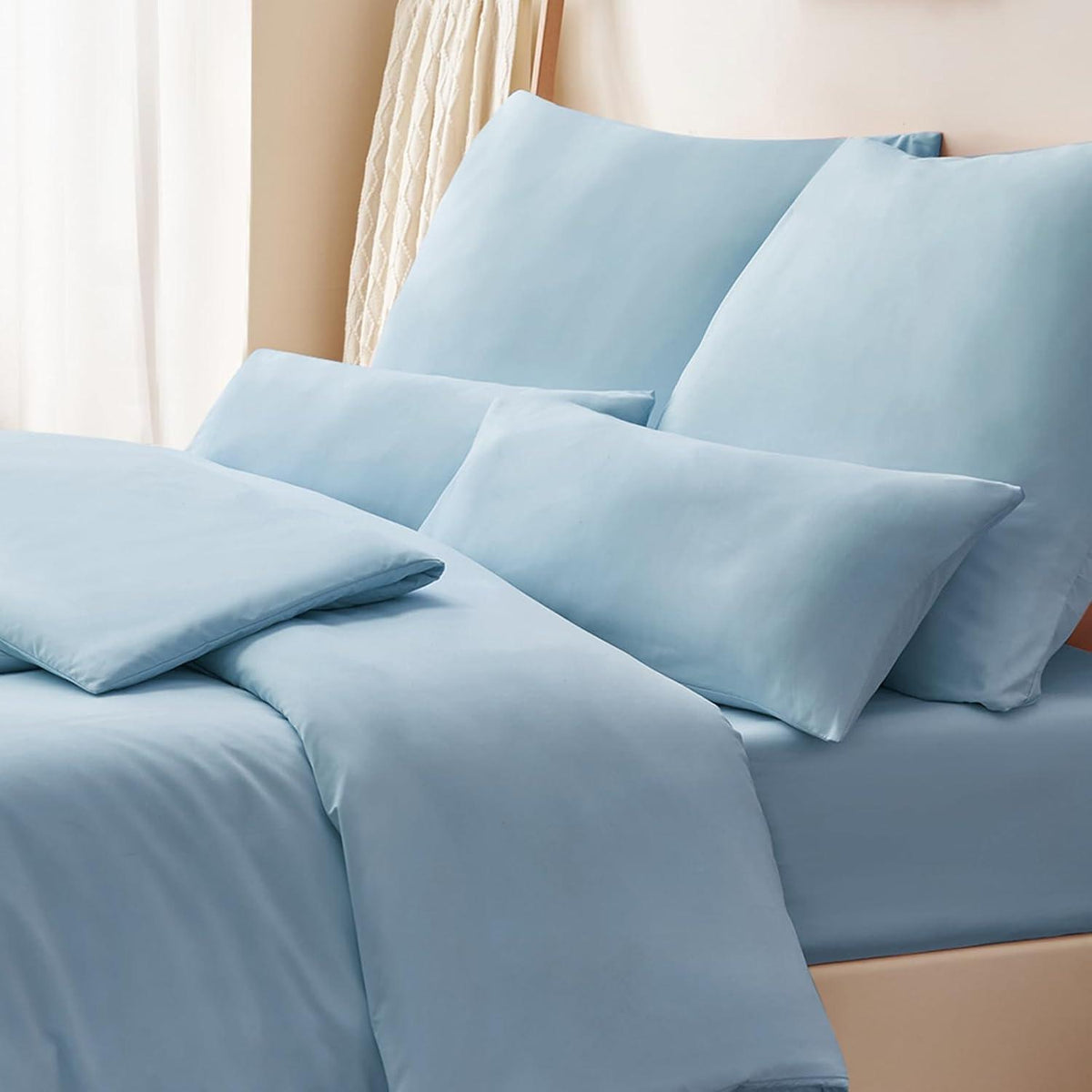 Kissenbezug 65x65 Blau Mikrofaser 2er Set mit Reißverschluss