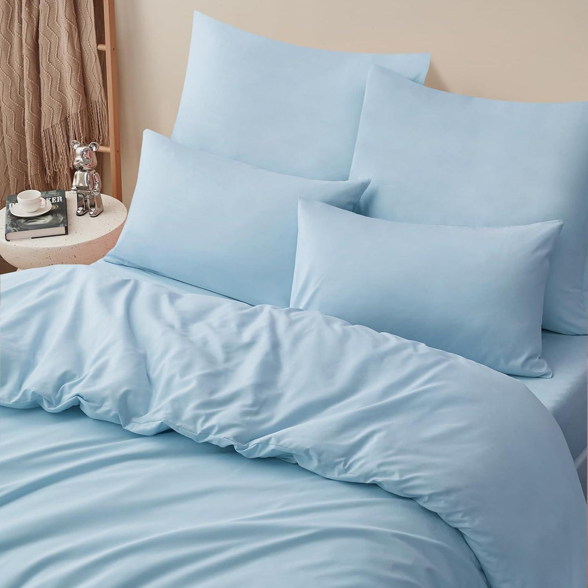 Kissenbezug 65x65 Blau Mikrofaser 2er Set mit Reißverschluss