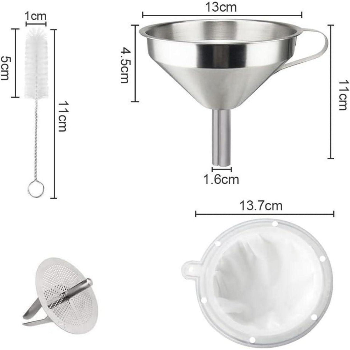 Edelstahl Trichter Set mit Filter & Henkel – Für Küche & Marmelade