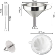 Edelstahl Trichter Set mit Filter & Henkel – Für Küche & Marmelade