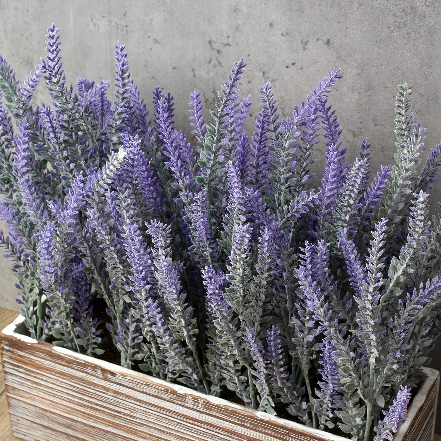 Künstliche Lavendel Blumen Kunstpflanzen in Antik Holztopf Indoor