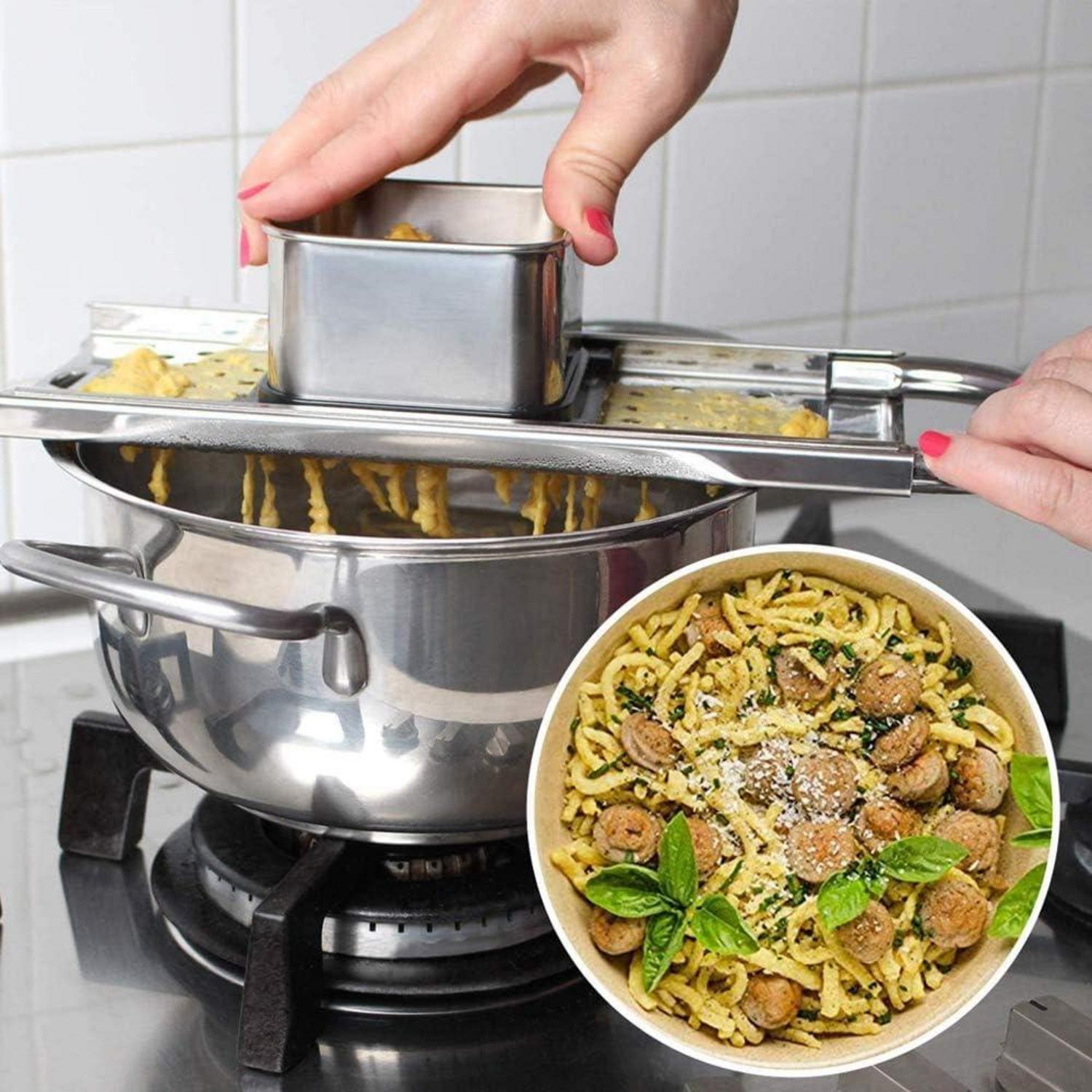 Edelstahl Spätzlehobel Spätzlereibe Spätzlesieb Spätzlepresse Spätzleshaker Spätzlebrett Spätzleschaber Ideal für Spätzle und Knöpfle