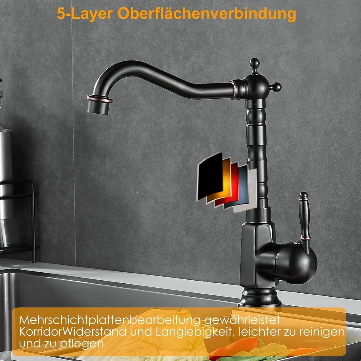 Ölgeriebene Küchenarmatur Bronze, Einhebel-Wasserhahn