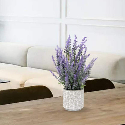 Künstliche Lavendel Blumen Kunstpflanzen im Zementtopf Indoor Outdoor Deko