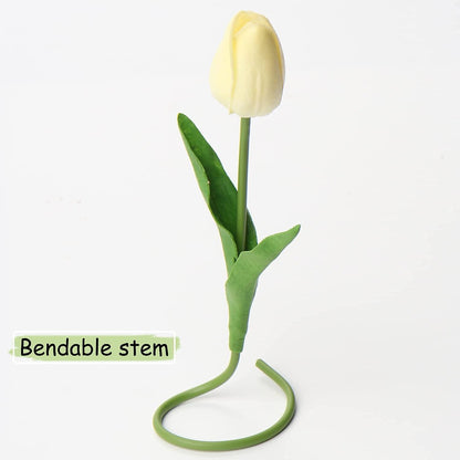 20 Stück Tulpen Künstlich Real-Touch Latex Tulpe Blumen Deko 34cm Gelb