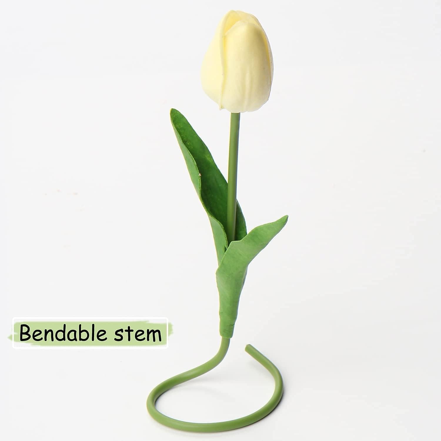 10 Stück Künstliche Tulpen Blumenstrauß Latex Real-Touch Gelb