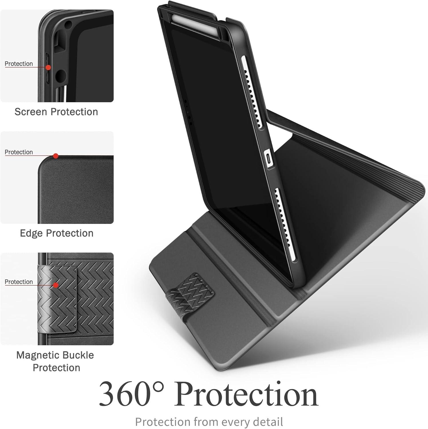AUAUA iPad Pro 12.9 Zoll 2022/2021/2020/2018 Hülle Grau Stifthalter Auto Schlaf PU Leder