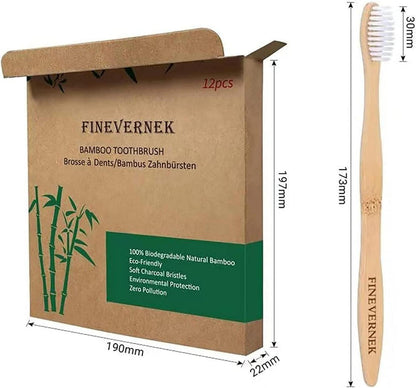 12er Pack Bambus Zahnbürsten Set - Nachhaltige