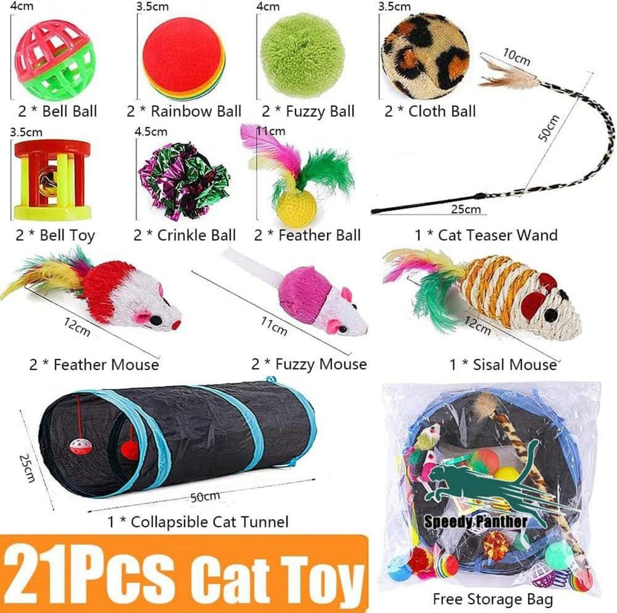 Speedy Panther Katzenspielzeug Set - Interaktives Spielzeug