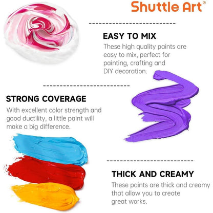 Shuttle Art Acrylfarben Set, 18 Farben (je