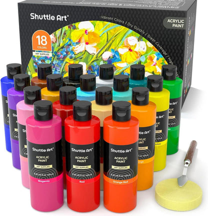 Acrylfarben Set 18 Flaschen 250ml hochpigmentierte Premiumfarben
