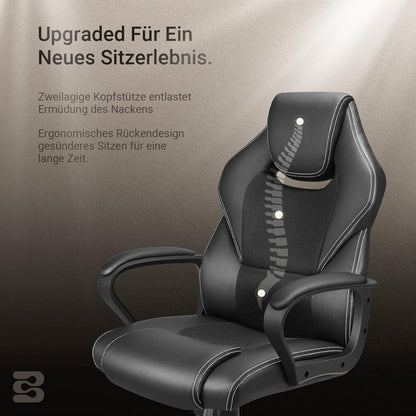 Ergonomischer Bürostuhl 150kg PU Leder schwarz Wippfunktion