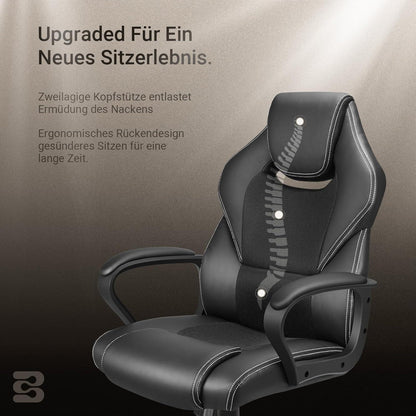Bürostuhl Chefsessel 150kg ergonomisch Bürosessel Gaming Stuhl PU Leder