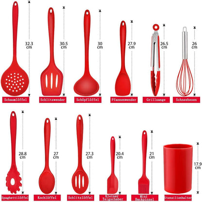 Silikon Küchenhelfer Set 12-teilig – Hitzebeständig & Antihaft