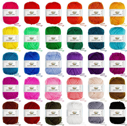 Inscraft 30 Farben Häkelwolle Set 2180yd - Häkelnadel Tasche Kit