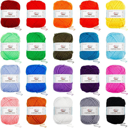 Inscraft 85-teiliges Häkelwolle Set mit 20 Farben und 2000yd Garn - Häkelnadel-Set für Kinder, Erwachsene, Anfänger
