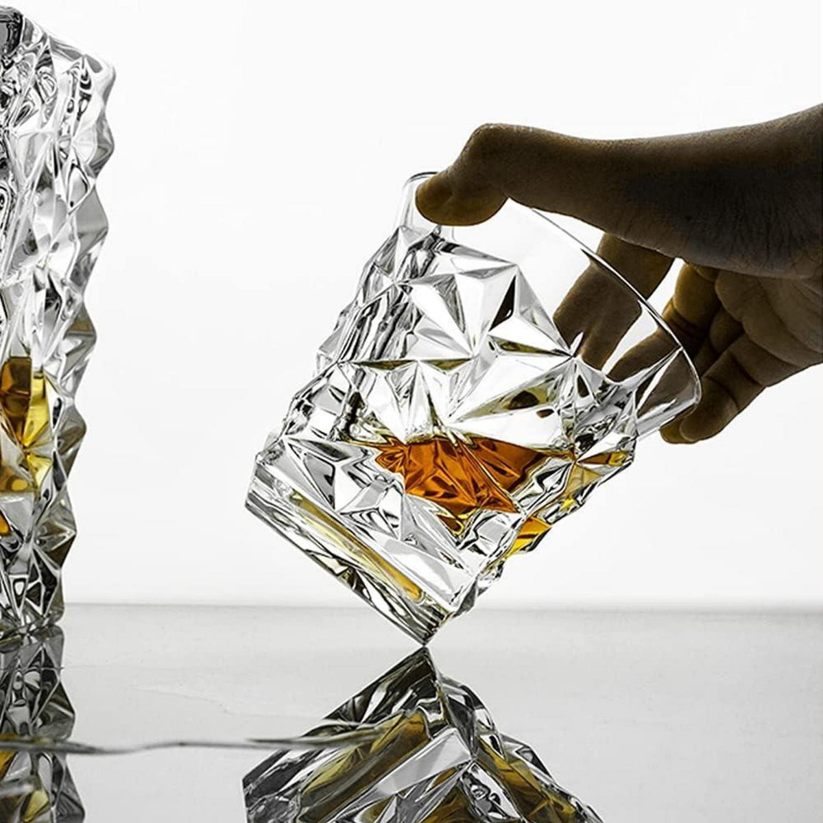 Bleifreie Kristall Whiskygläser 2er Set Ice Rock Design 280ml