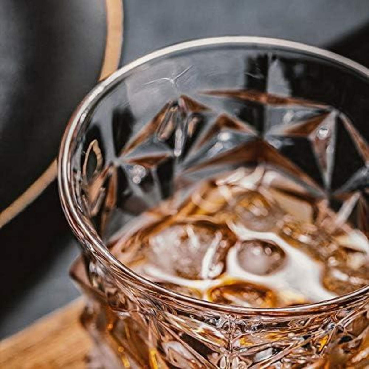 Bleifreie Kristall Whisky Gläser 2er Set Ice Rock Design Vintage Style 280ml