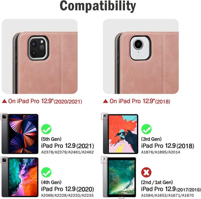 AUAUA iPad Pro 12.9 Zoll 2022/2021/2020/2018 Hülle mit Stifthalter und Auto Schlaf/Aufwach in Rosa