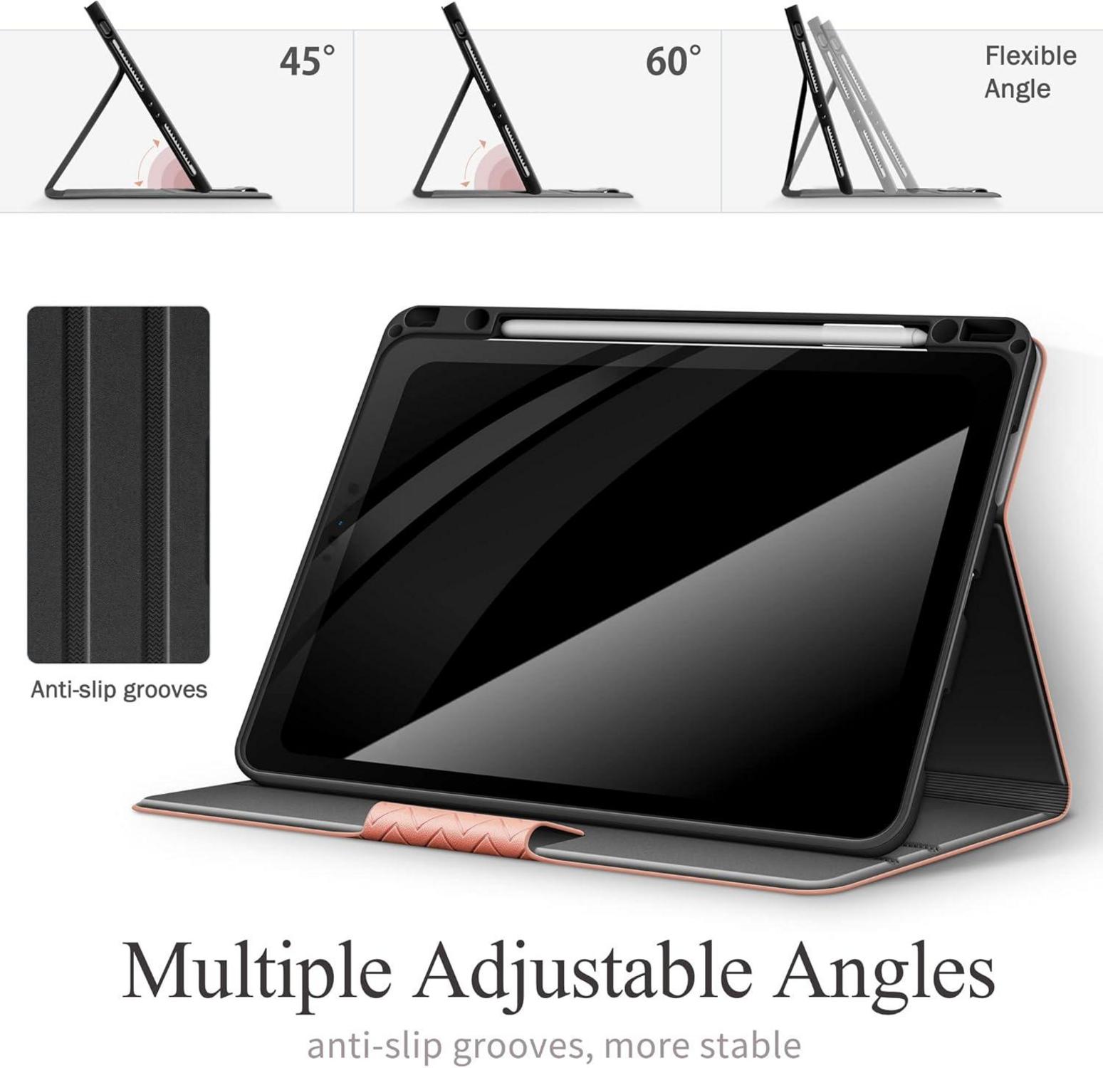 AUAUA iPad Pro 12.9 Zoll 2022/2021/2020/2018 Hülle mit Stifthalter und Auto Schlaf/Aufwach in Rosa