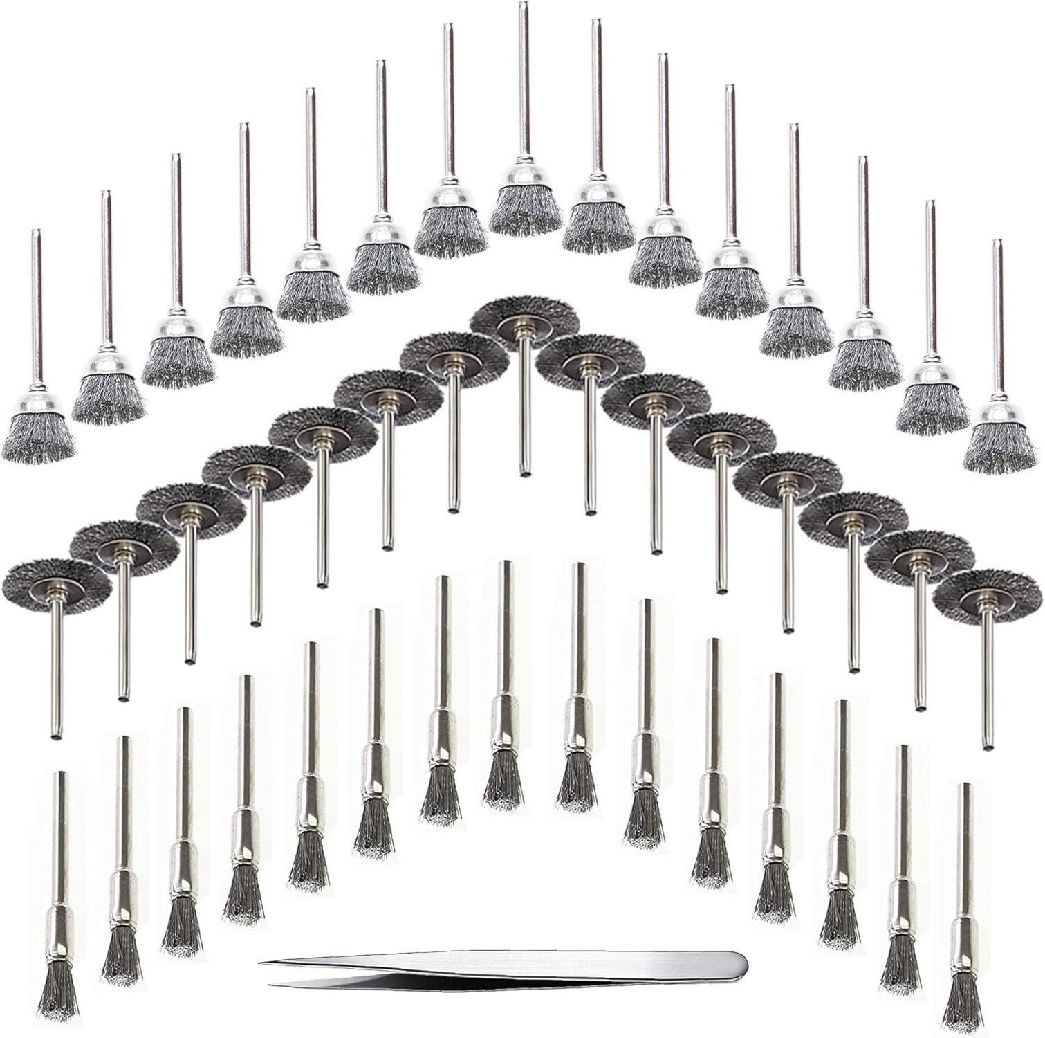 45-teiliges Drahtbürsten Set für Bohrmaschine, Edelstahl Polier- und