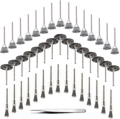 45-teiliges Drahtbürsten Set für Bohrmaschine, Edelstahl Polier- und