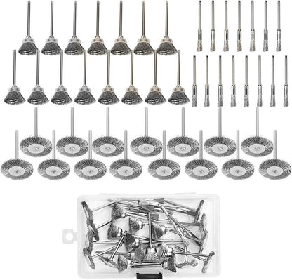 45-tlg. Drahtbürsten Set für Bohrmaschine, Edelstahl Pinselbürste, Polieren, Schleifen, Reinigen