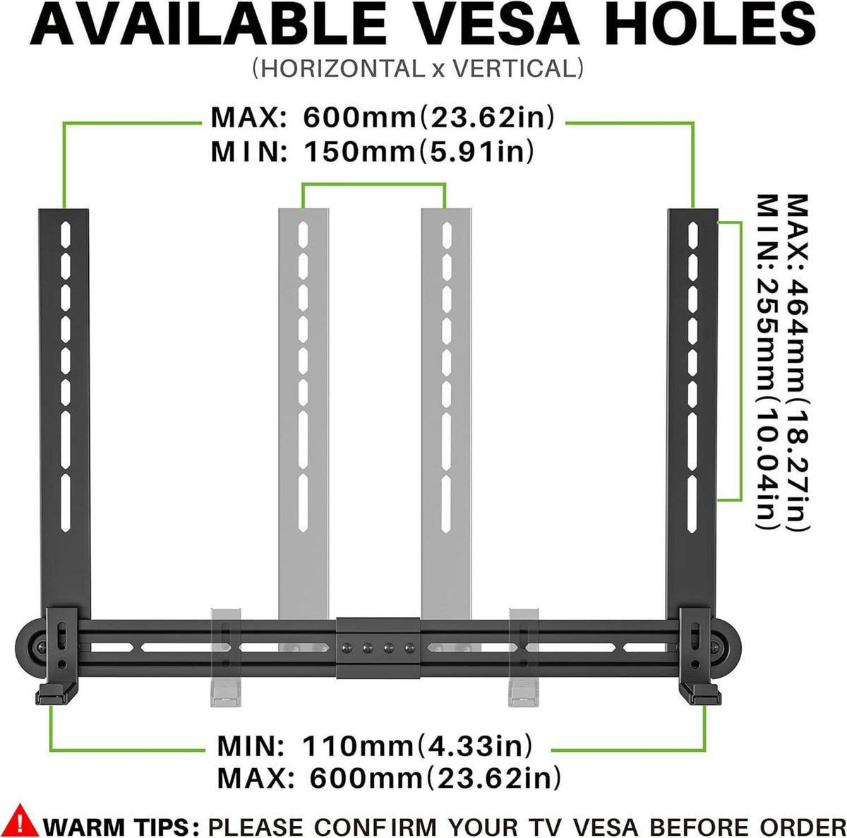 Universal Soundbar Halterung Wandhalterung für TV 87.5-154mm