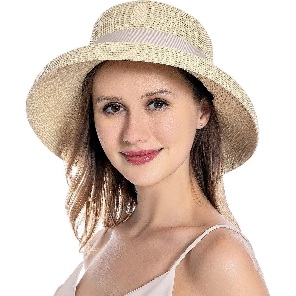 Damen Sonnenhut Strohhut Sommer UV-Schutz Faltbar Vintage