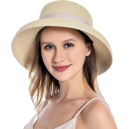 Damen Sonnenhut Strohhut Sommer UV-Schutz Faltbar Vintage