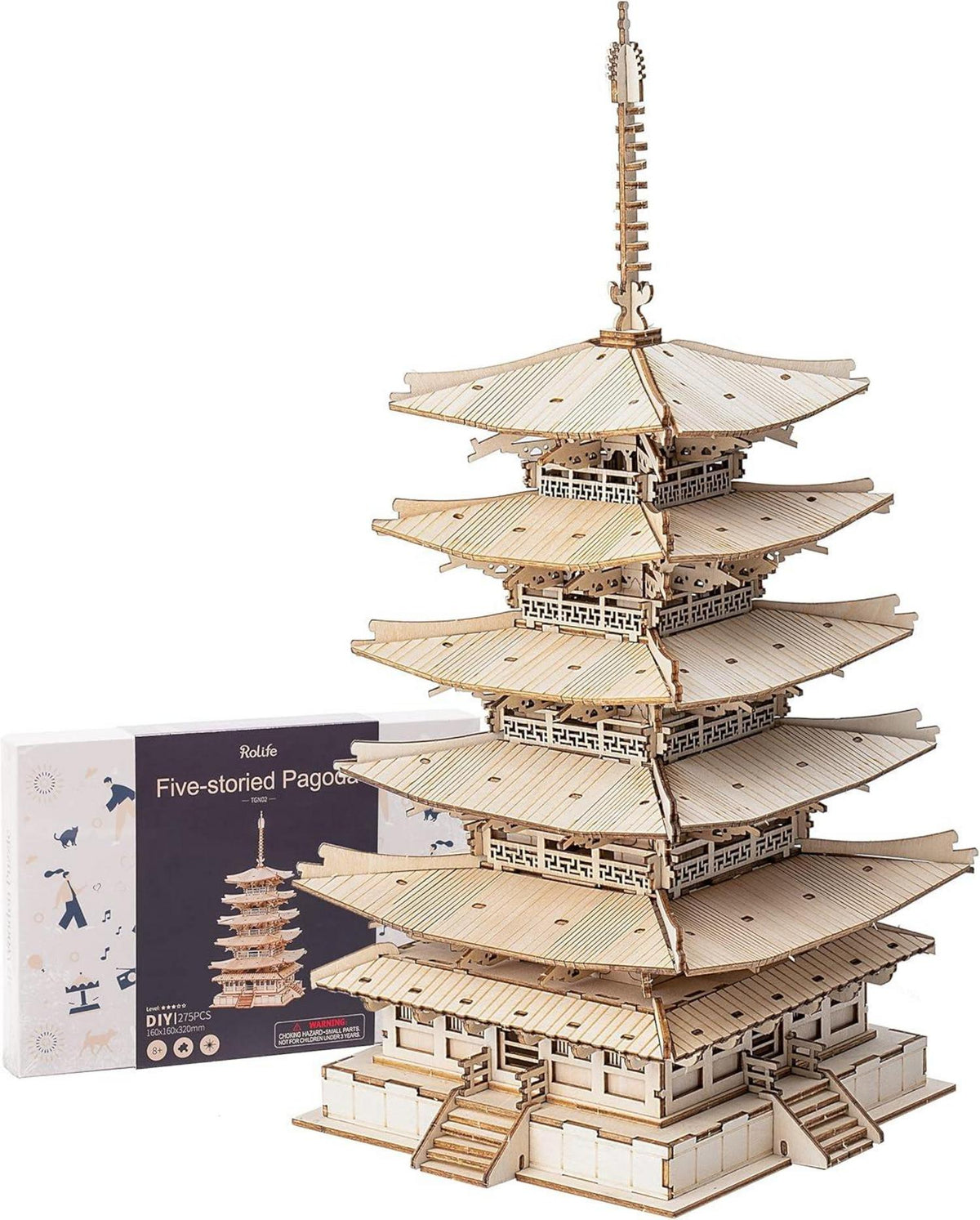 3D Puzzle Holz Modellbau Fünfstöckige Pagode Turm DIY Geschenke Dekoration