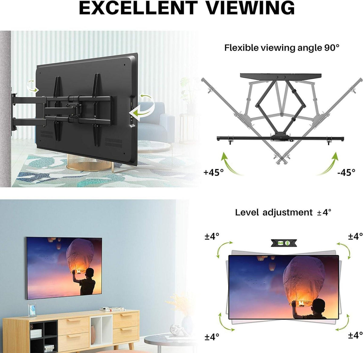 TV Wandhalterung Schwenkbar Neigbar 37-75 Zoll VESA