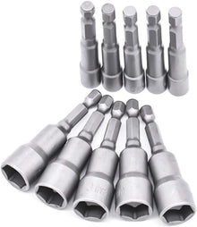10er Set Magnete Stecknüsse 6-19mm Sechskant Steckschlüssel Stahl