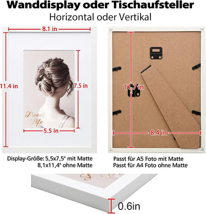 Bilderrahmen Set 4er Acrylglas A4 Weiß Egofine