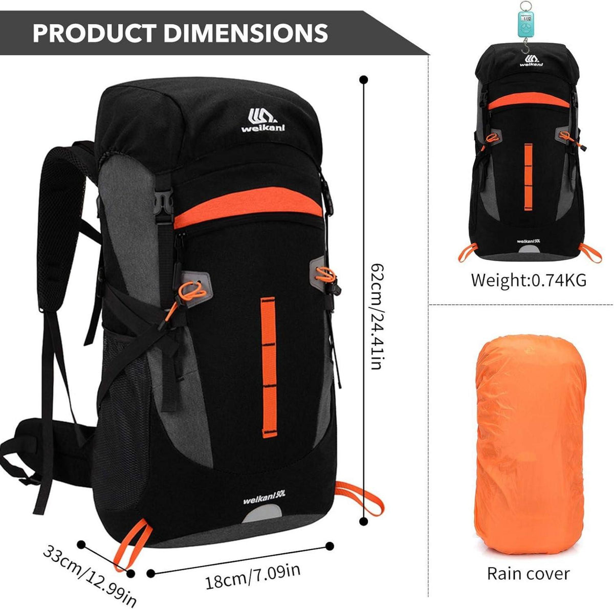 SKYSPER 50L Wanderrucksack Herren Damen Wasserdicht Outdoor