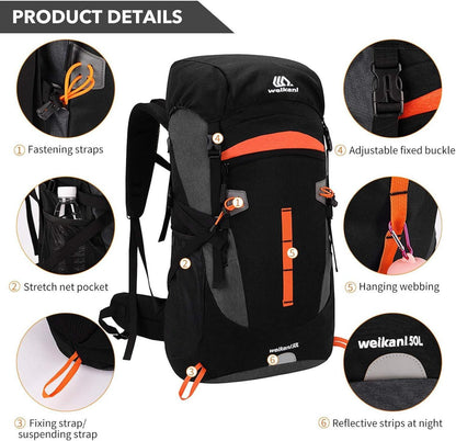 SKYSPER 50L Wanderrucksack Wasserdicht Camping Outdoor Rucksack