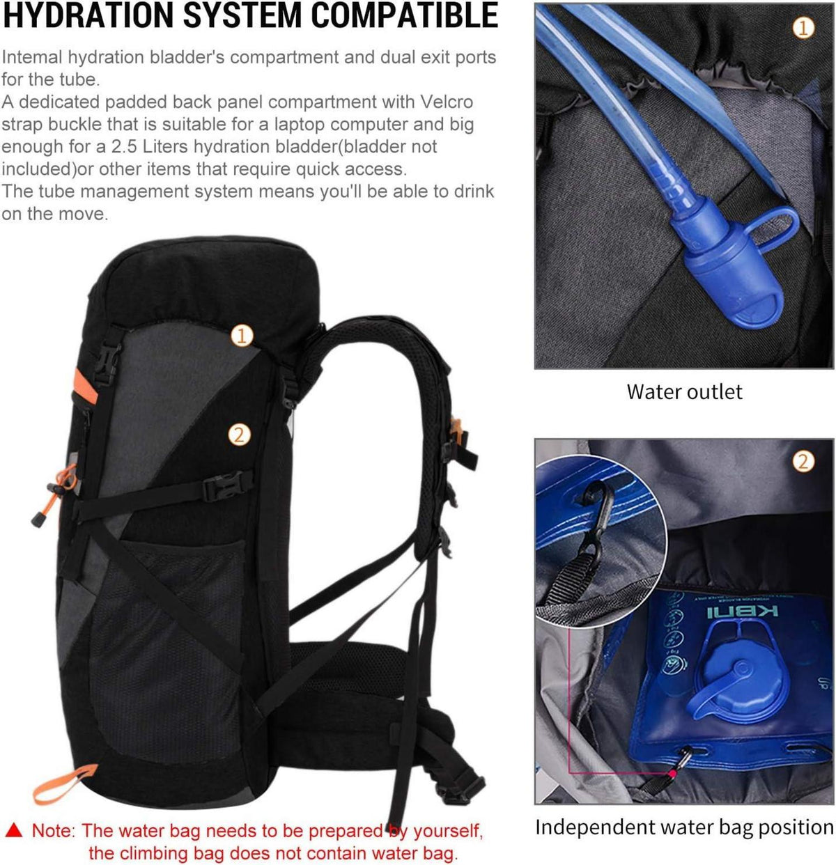 SKYSPER 50L Wasserdichter Wanderrucksack Herren Damen Outdoor Trekking Rucksack
