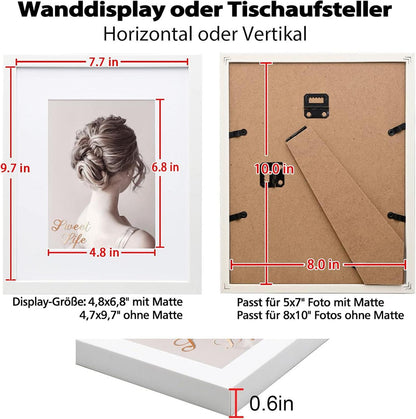 Egofine Bilderrahmen 20x25cm Weiß 4er-Set mit echtem Glas - Hochwertige Holz-Verbund-Fotorahmen