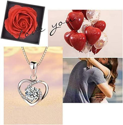 Handgefertigte Ewige Rosen Schmuck-Geschenkbox mit Halskette