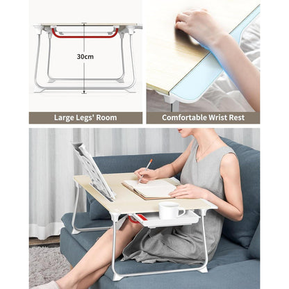 Großer Klapptisch für Laptop & Essen, 65x49cm, Teak