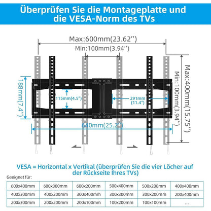 Neigbare TV Wandhalterung für 32-75 Zoll Flach Curved