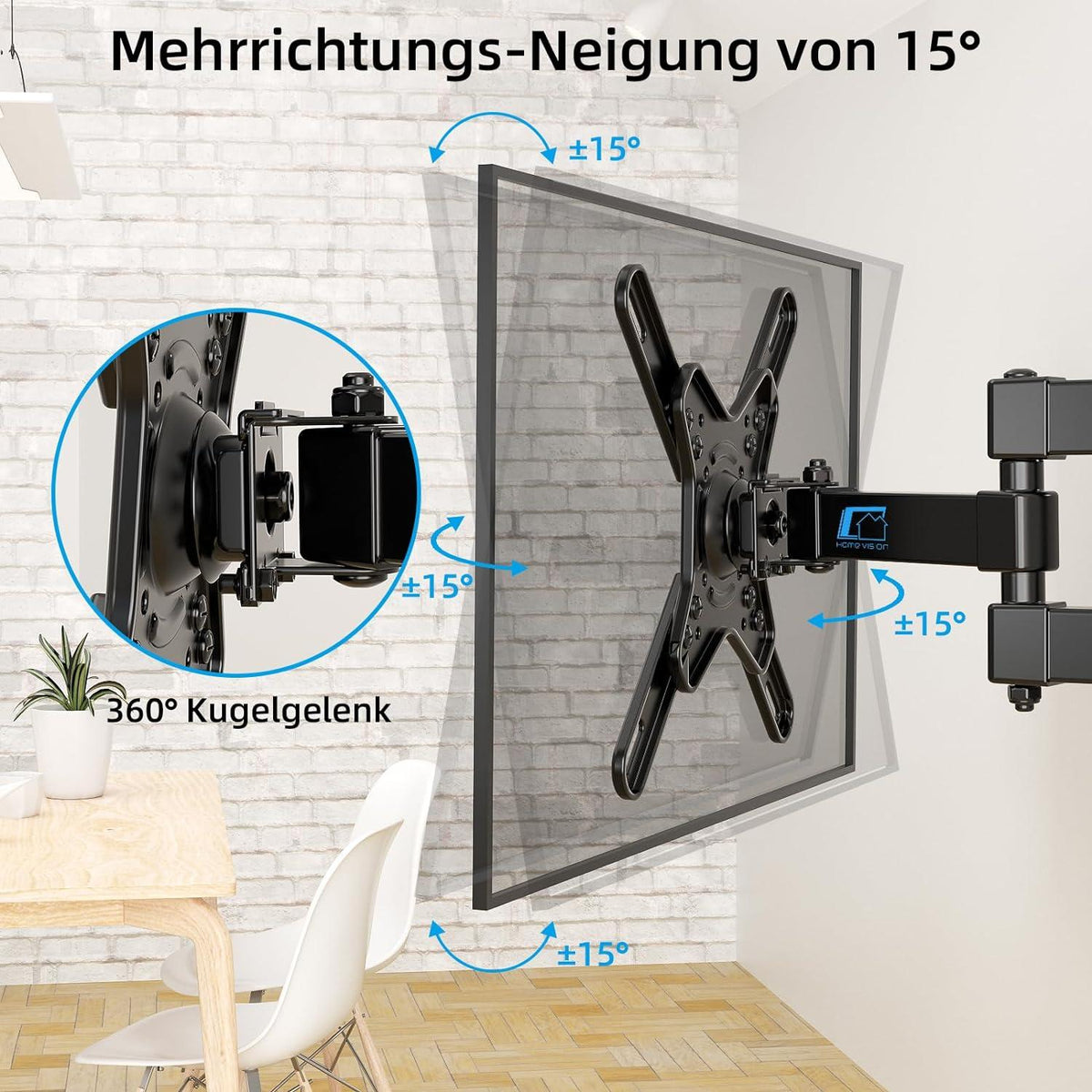 TV Wandhalterung Full Motion Swivel Tilt 17-42 Zoll Max 20kg VESA 200x200mm