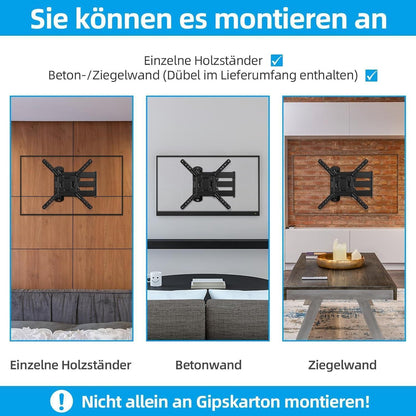 TV Wandhalterung Schwenkbar Neigbar 26-55 Zoll Flach Curved