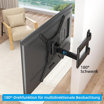 TV Wandhalterung Schwenkbar Neigbar 26-55 Zoll Bildschirme bis 40kg, Extra Langer Arm Flach Fernseher Curved Monitor Halterung Wand VESA 400x400mm