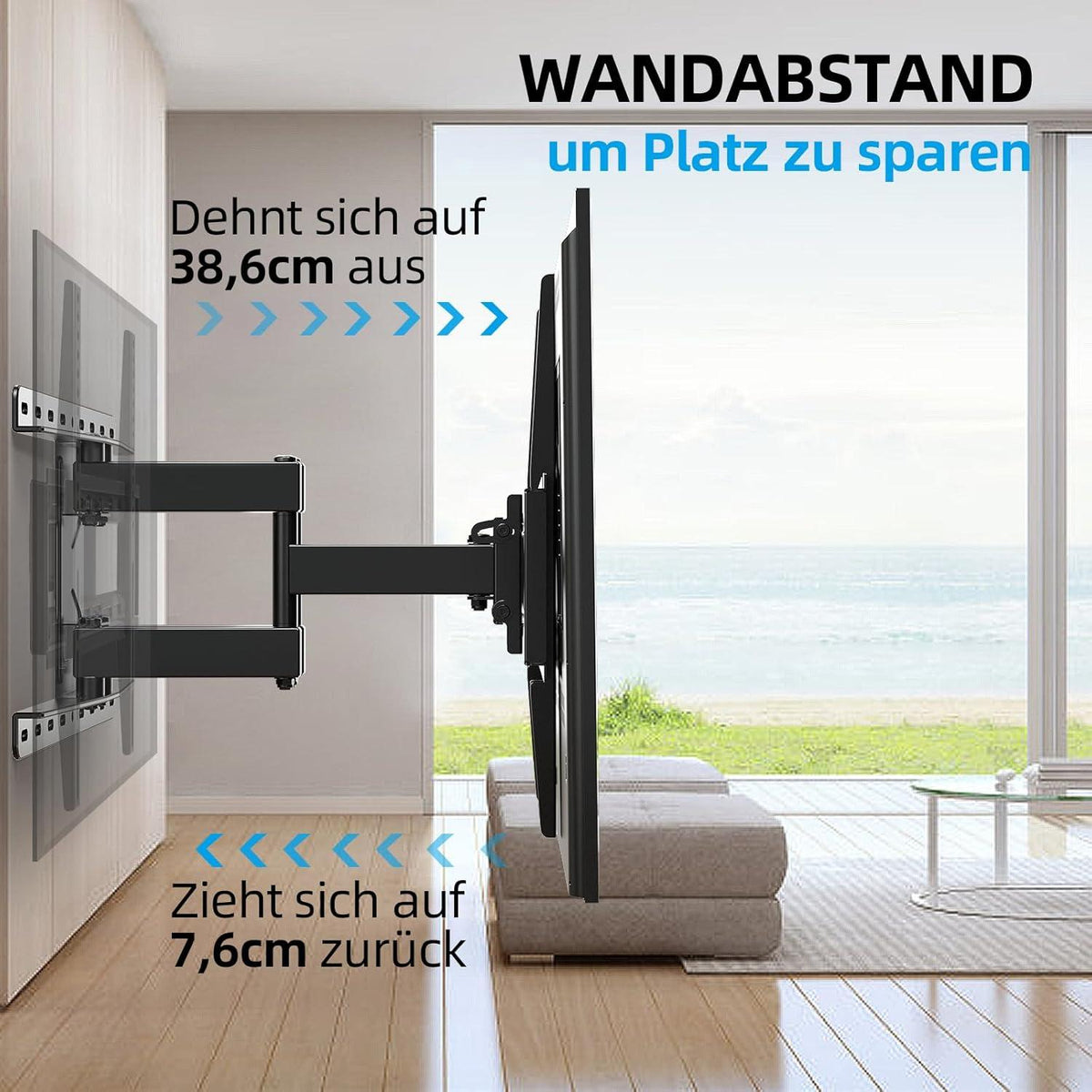 TV Wandhalterung Schwenkbar Neigbar VESA 400x400mm 26-65 Zoll 60KG