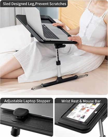 Tisch Betttisch laptoptisch höhenverstellbar klappbar Schwarz 52x30cm