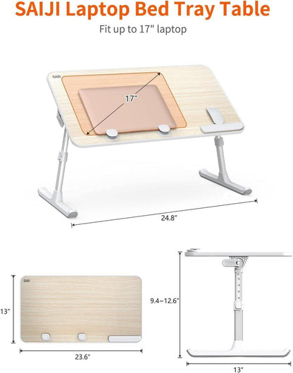 Laptop Ständer, Frühstückstablett, 5 Höhen, 4 Winkel, 17'' Teak