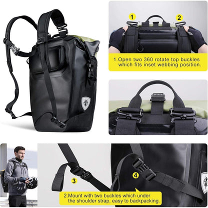 Fahrradtasche 3-in-1 Gepäckträger 27-30L Wasserdicht Schwarz