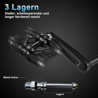 Fahrradpedal 9/16 Zoll CNC Aluminium MTB Pedale 3 Lager rutschfest