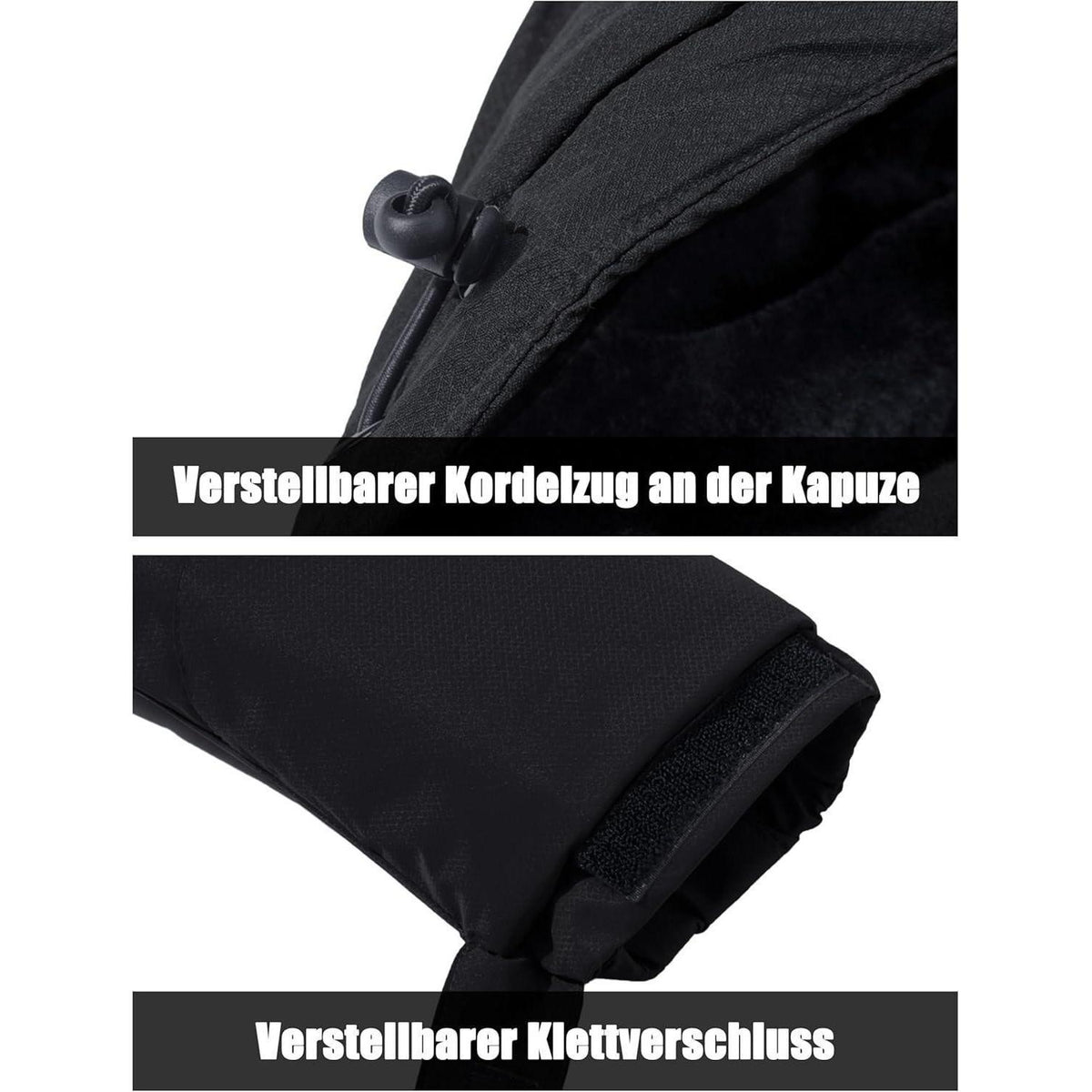 Herren Winter Skijacke Fleece Gefüttert Wasserdicht Atmungsaktiv Schwarz Grau 3XL